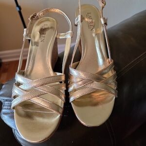 Ralph Lauren Metallic Gold Women's Sandal Wedges -9.5